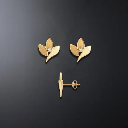 Inner Bloom Yellow Gold Earrings with 0.2 Carat Diamond