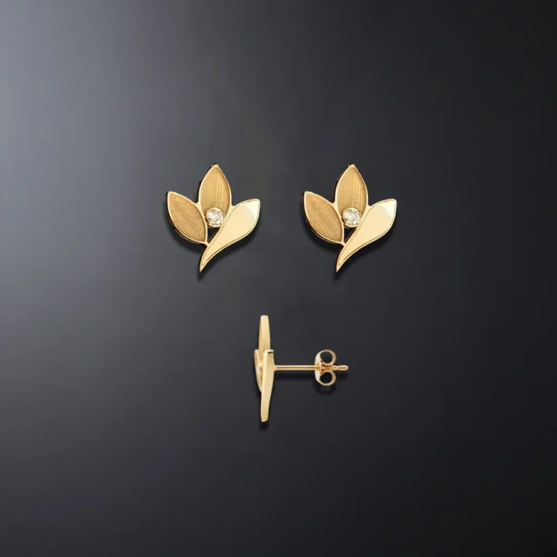 Inner Bloom Yellow Gold Earrings with 0.2 Carat Diamond