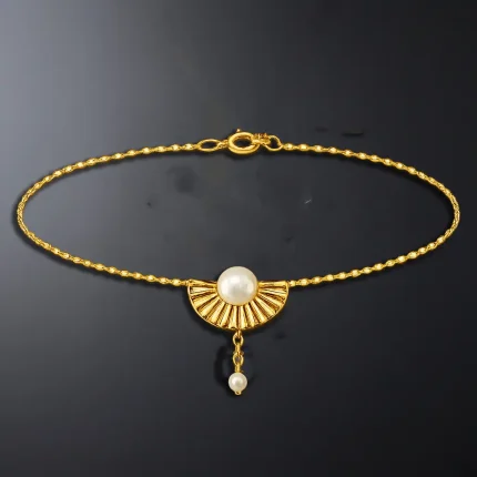 Deniz Dansı 18K Yellow Gold Pearl Anklet