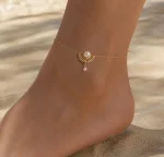 Deniz Dansı 18K Yellow Gold Pearl Anklet - Image 2